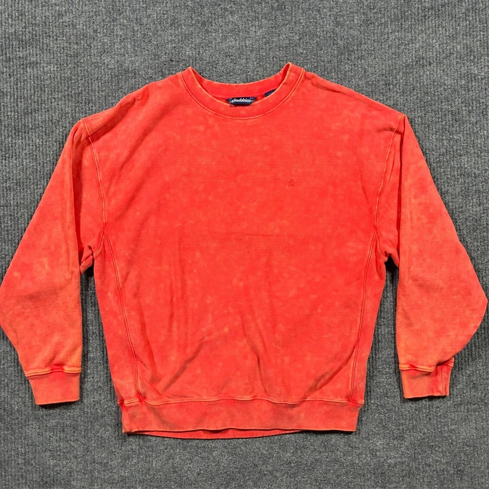 Chubbies Mens Sweatshirt Large Orange‎ Washed Faded Crewneck Pullover Casual